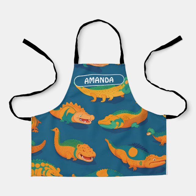 Crocodile Geometric Colourful Personalised Pattern Apron (Front)