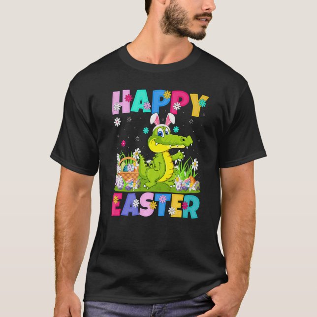 Crocodile  Happy Easter Bunny Crocodile Easter Sun T-Shirt (Front)