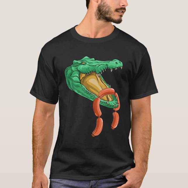 Crocodile Head Sausage Alligator Reptile Animal T-Shirt (Front)