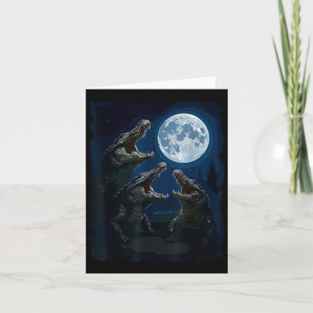 Crocodile Howling At The Moon Wildlife Crocodiles  Card (Front)