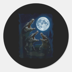 Crocodile Howling At The Moon Wildlife Crocodiles  Classic Round Sticker