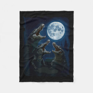 Crocodile Howling At The Moon Wildlife Crocodiles  Fleece Blanket