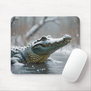 Crocodile In Snow Mouse Mat