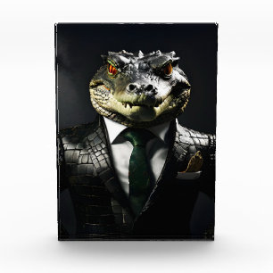 Crocodile in suit photo block