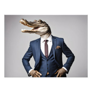 Crocodile in suit photo print