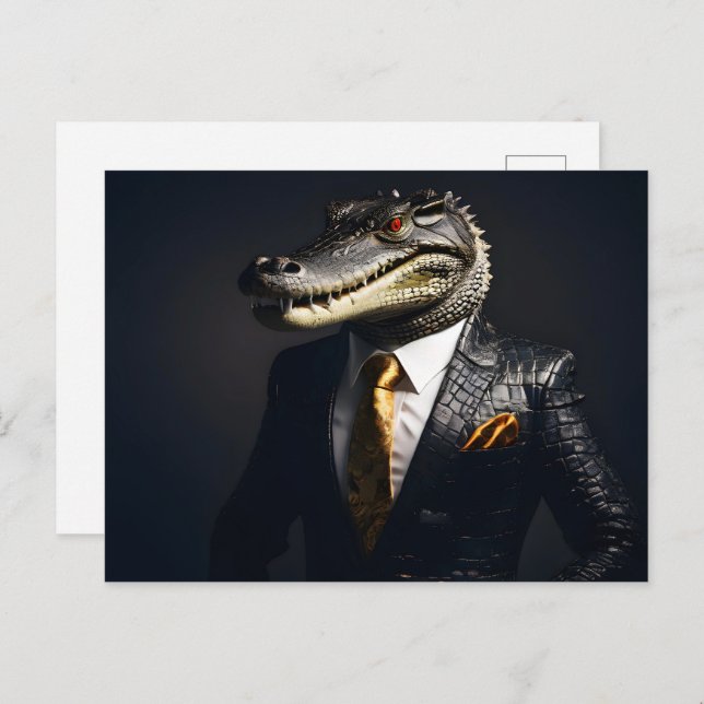 Crocodile in suit postcard (Front/Back)