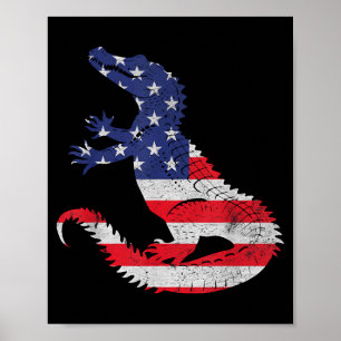 Crocodile Independence Day Patriotic USA Flag 4th Poster