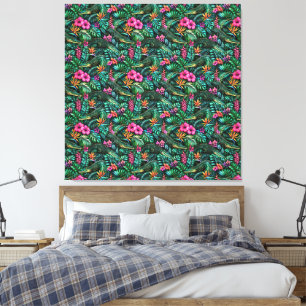 Crocodile Jungle Dreams Seamless Surface Pattern Canvas Print