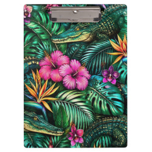 Crocodile Jungle Dreams Seamless Surface Pattern Clipboard