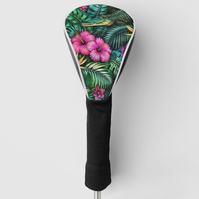 Crocodile Jungle Dreams Seamless Surface Pattern Golf Head Cover (Front)