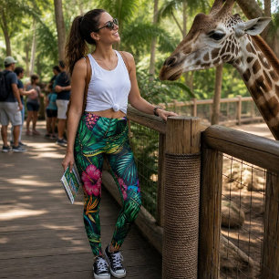 Crocodile Jungle Dreams Seamless Surface Pattern Leggings