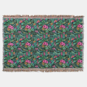 Crocodile Jungle Dreams Seamless Surface Pattern Throw Blanket