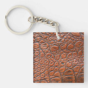 crocodile leather fake look key ring
