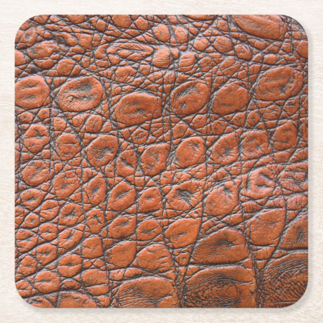 crocodile leather fake look square paper coaster (Front)