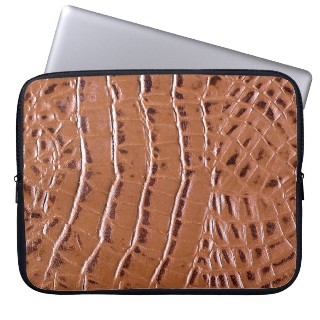 Crocodile leather textured backgroundabstract, ani laptop sleeve (Front)