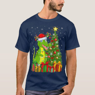 Crocodile Lighting Xmas Tree Santa Hat Crocodile C T-Shirt