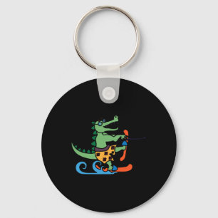 Crocodile Lover Skiing Alligator Reptile Water Ski Key Ring