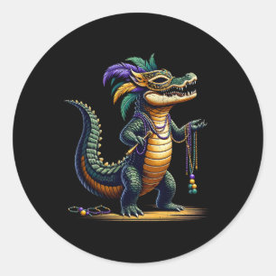 Crocodile Mardi Gras Funny Crocodile Mardi Gras Classic Round Sticker