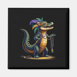 Crocodile Mardi Gras Funny Crocodile Mardi Gras  Magnet