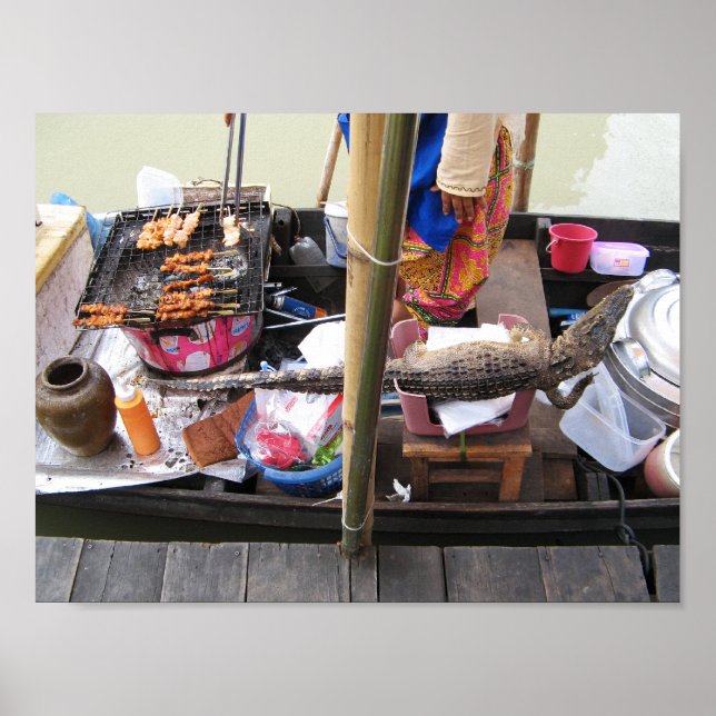 Crocodile Meat BBQ ... Thailand Street Food Poster (Front)