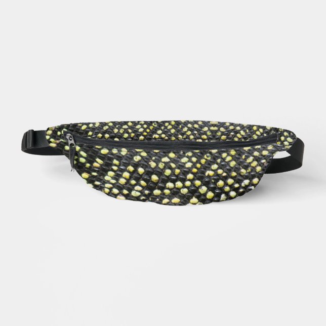 Crocodile Monitor Lizard Skin Pic - black & yellow Bum Bags (Front)