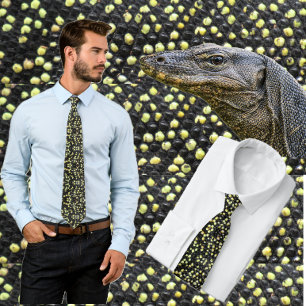 Crocodile Monitor Lizard Skin Pic - black & yellow Tie