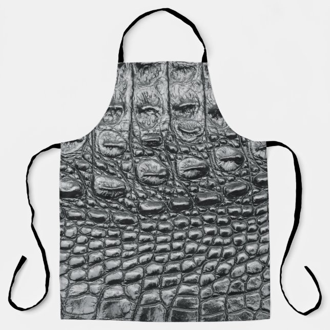Crocodile Noir: Black Leather Mystique Apron (Front)