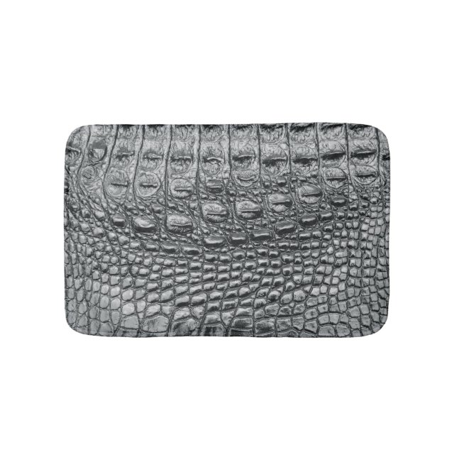 Crocodile Noir: Black Leather Mystique Bath Mat (Front)