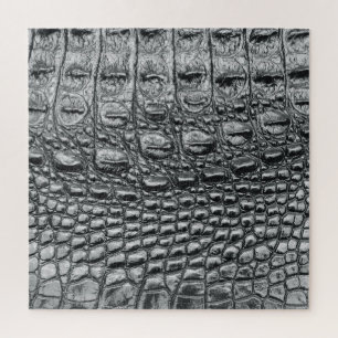 Crocodile Noir: Black Leather Mystique Jigsaw Puzzle