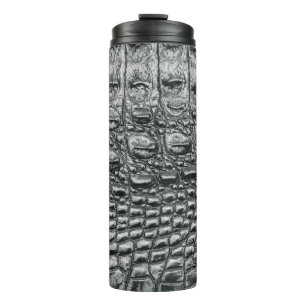 Crocodile Noir: Black Leather Mystique Thermal Tumbler