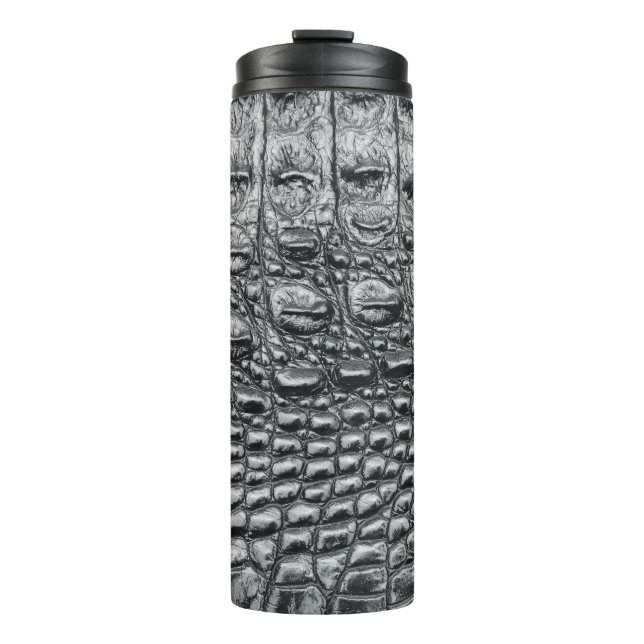 Crocodile Noir: Black Leather Mystique Thermal Tumbler (Front)