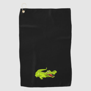 Crocodile on Black Golf Towel