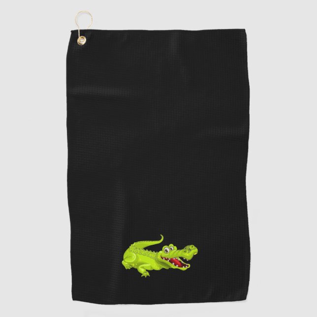 Crocodile on Black Golf Towel (Front)