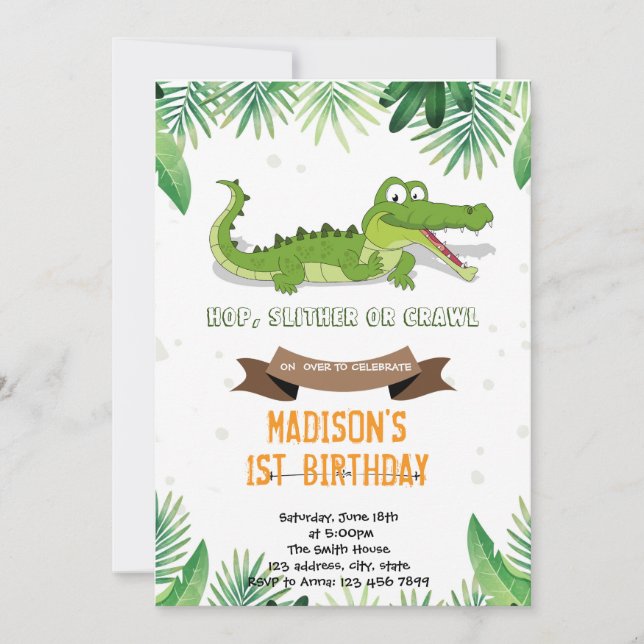 Crocodile party invitation (Front)