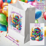 Crocodile Personalised Happy Birthday Medium Gift Bag<br><div class="desc">Cute crocodile happy birthday gift bag that can be personalised for that special birthday boy or girl.  This gift bag can also be matched with a t-shirt and balloon that are in my shop.  Hope you enjoy the party!</div>