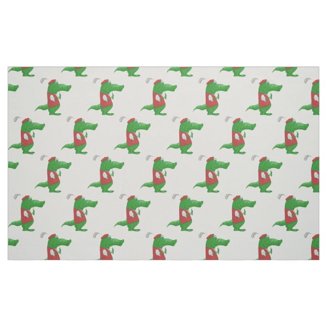 Crocodile playing golf cartoon fabric (Fat Quarter)