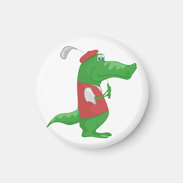Crocodile Playing Golf Magnet (Front)