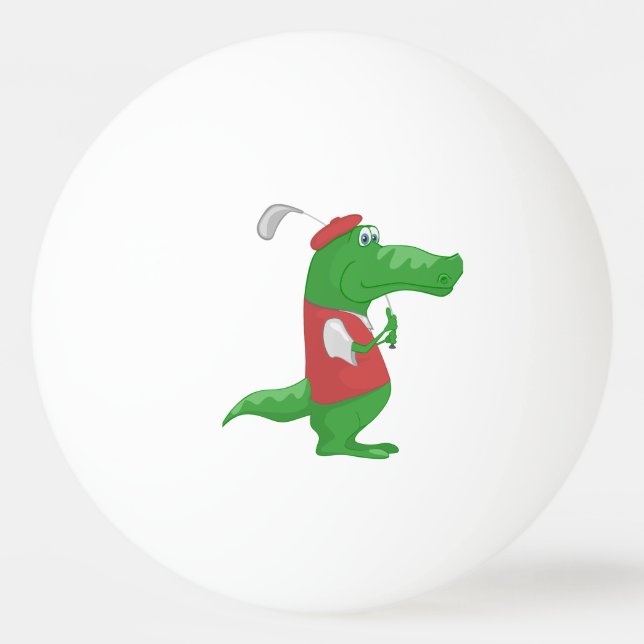 Crocodile Playing Golf Ping Pong Ball (Front)