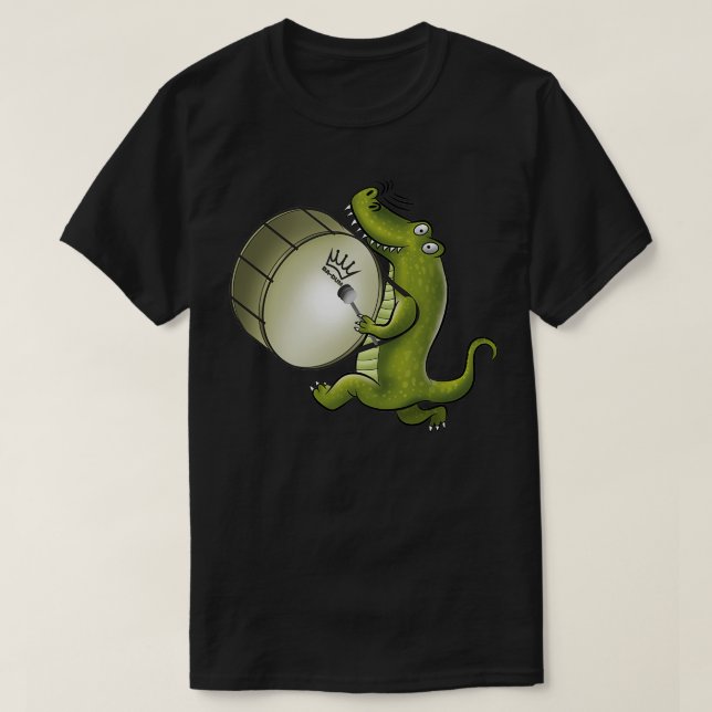 Crocodile playing Marching Band Bass Drum T-Shirt (Design Front)