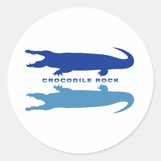 Crocodile Reflection (Blue) Classic Round Sticker (Front)