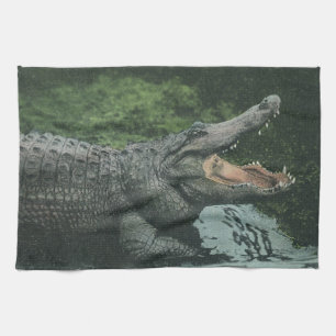 Crocodile Reptiles, Vintage Marine Animal Life Tea Towel