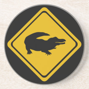crocodile road sign coaster