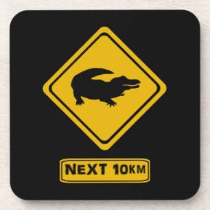 crocodile road sign coaster