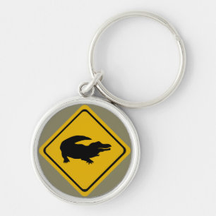 crocodile road sign key ring