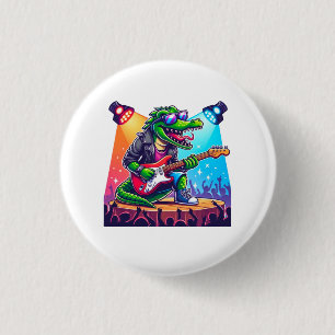 Crocodile rockstar cool art 3 cm round badge