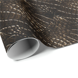 Crocodile Skin Wrapping Paper Black, Brown
