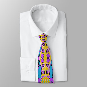 Crocodile Skin Yellow Blue Purple Abstract Art Tie