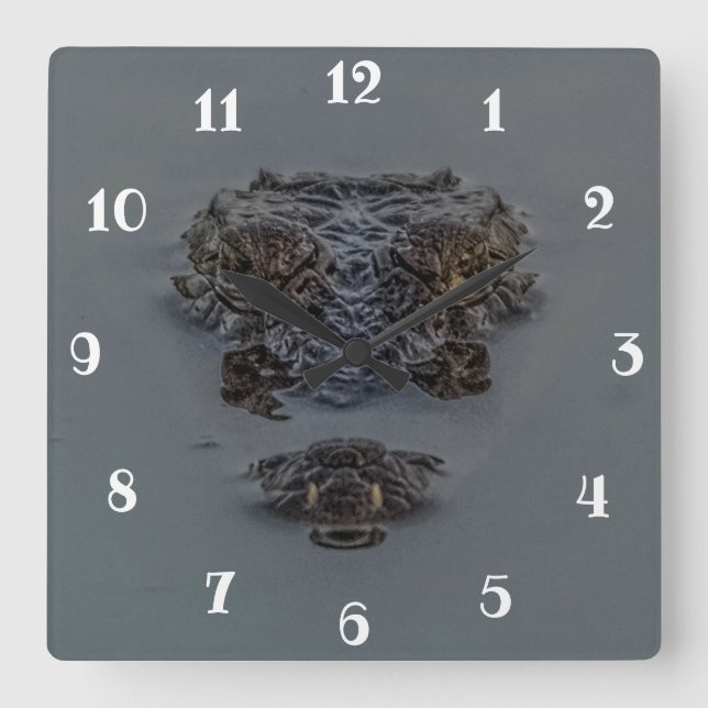 Crocodile Square Wall Clock (Front)