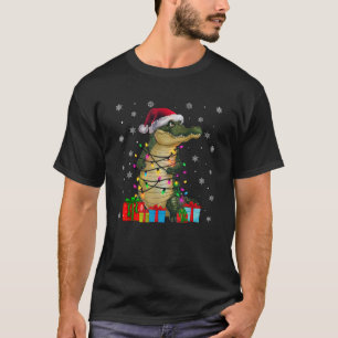 Crocodile Ugly Xmas Lights Santa Hat Crocodile Chr T-Shirt