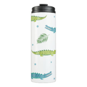Crocodile Watercolor: Vintage Alligator Pattern Thermal Tumbler
